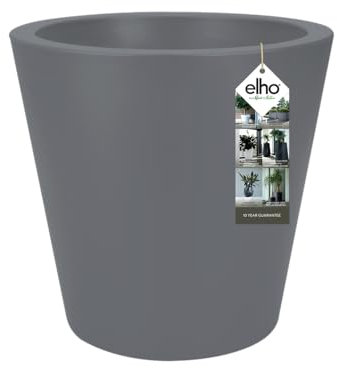 Elho Pure Straight Round 50 - Blumentopf für Innen & Außen - Ø 49.5 x H 51.0 cm - Grau/Beton Grau
