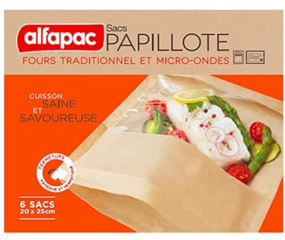 alfapac - Sacs Papillote - Fours traditionnels et Micro-Ondes - Fenêtre de Visualisation - Fermeture Hermétique - Résistant à la Chaleur - 6 Sacs