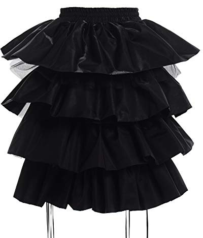 GRACEART Steampunk gotisk Bustle tutu justerbar underkjol fin klänning (L, svart)