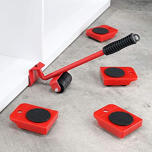 Gravidus Möbelroller Set 5-teilig - Ideal für Umzug, Transport Schwerer Möbel, inkl. Möbelheber, robust, vielseitig, bis 150 kg, einfache Handhabung