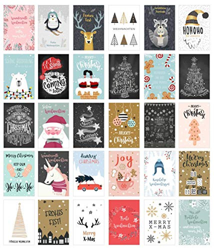 Edition Seidel Lot de 60 cartes postales de Noël (2x30) Cartes de Noël Postcards Cartes de vœux de Noël (Set 1, 60 cartes)