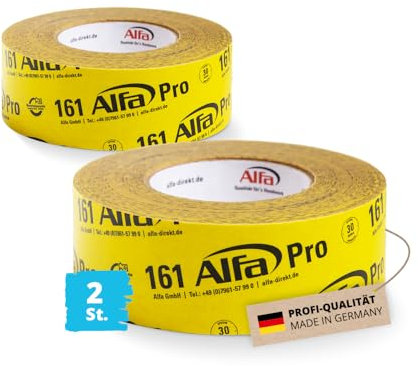 Alfa 161 Pro» - Ruban adhésif en papier haute performance, 2 pièces, 60 mm x 25 m, ultra fixant à usage intérieur