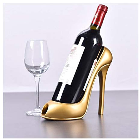 MYBA Weinregal High Heel Schuh Weinflaschenhalter Weinregal Skulptur Weinregale Dekoration Zubehör Weinflaschenhalter Tischplatte Flaschenregal (Color : Gold)