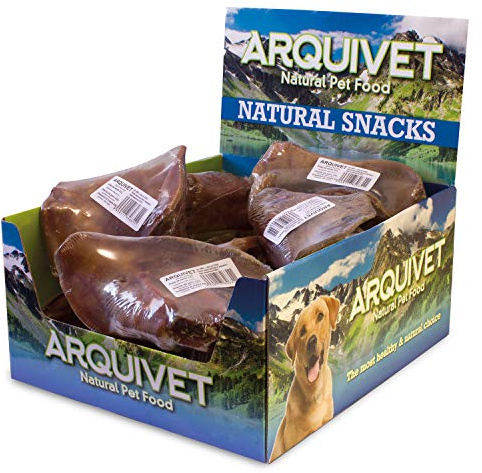 ARQUIVET Oreja de Cerdo XXL para Perros - Caja Completa 10 Unidades retractiladas - Snacks Naturales para Perros - Chuches, premios, recompensas, golosinas, chucherías caninas