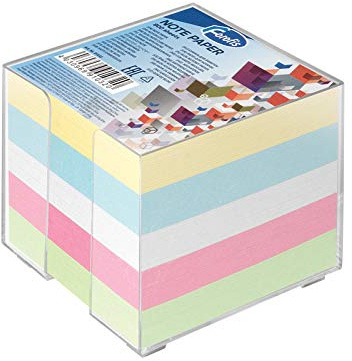 Memo-Würfel-Halter mit 90 x 90 mm, Pastellfarben, 800 Blatt, Notizblock mit Kunststoffblock/Ständer