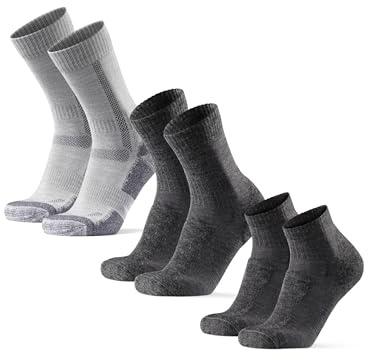 DANISH ENDURANCE Vandringsstrumpor Set, Merinoull, Unisex, 3-pack, Grå, 43-47