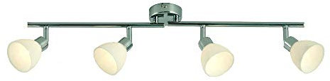 Dapo Moderne Decken-Leuchte-Lampe-Strahler-Spot TINA nickel, Opal-Glas weiß 8x6,6cm, L: 2 x 33,5cm schwenkbar, Fassung G9 (4-flammig)