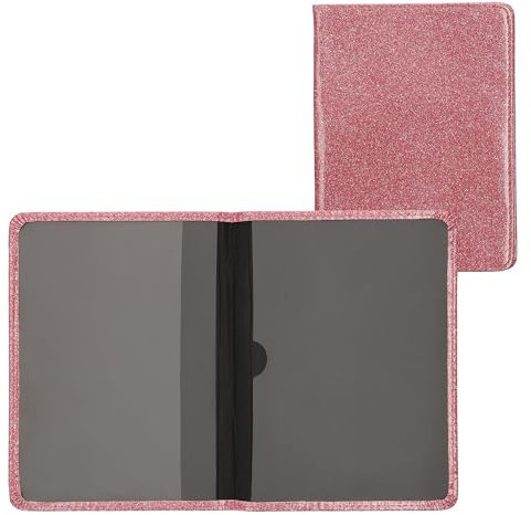 kwmobile Fahrzeugschein Hülle mit Kartenfächern - Kunstleder Tasche italienische Zulassungsbescheinigung - Glitzer Uni Rosa