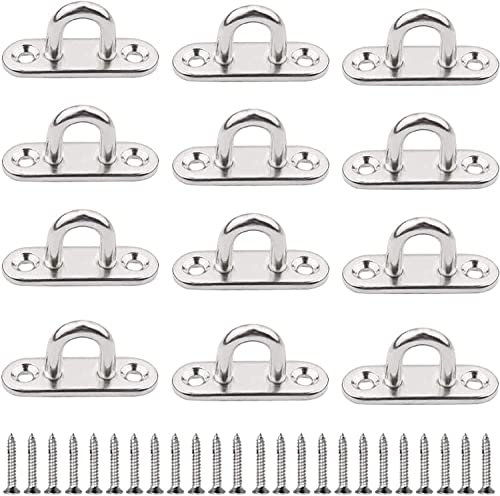 hannger Edelstahl Augplatte mit Öse, 12 Stück M5 Edelstahl Decksplatte, Augplatte mit Öse für Sonnensegel Befestigung, Wand-Befestigung, Decken-Befestigung, Decken-Haken