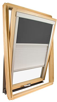 Avosdim, Rollo für Dachfenster ähnlich und Vélux-kompatibel, Duo Verdunkelung und Dimmer, für MK04, WeiÃŸ - Anthrazitgrau