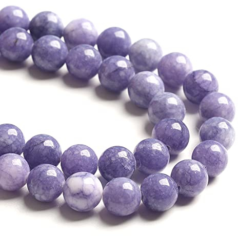 Perline sfuse in pietra calcedonio viola lavanda, 10 mm, 38 pezzi, per la creazione di gioielli fai da te, braccialetti e collane