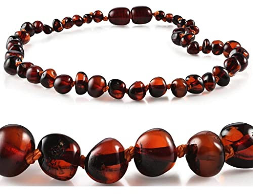 Amber Seven Baltische Bernstein Halskette in Schwarz-Kirsch-Farbe - Handgefertigter Schmuck aus echtem Bernstein | drei Größen 32, 38, 45 cm | 5 mm Bernsteinperlen (45 cm)