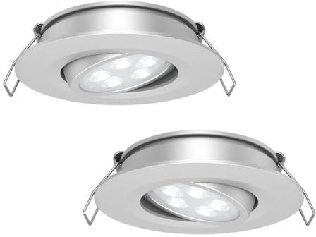 acegoo LED Einbaustrahler 12V Spot 2W 35° Abstrahlwinkel, 70° Schwenkbar Einbauspot für Wohnmobil Wohnwagen Camper Van Boot, Aluminium 205lm 74mm Directional 2 Stück(Silber 3000K)