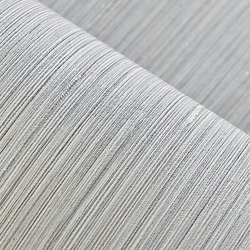 Haimin Grasscloth Wallpaper Textured 24in X 393in Fabric Contact Paper Wall Paper Textured Linen Peel and Stick Self-Adhesive Thick Vinyl Embossed Film Wallpaper (Beige Grey)