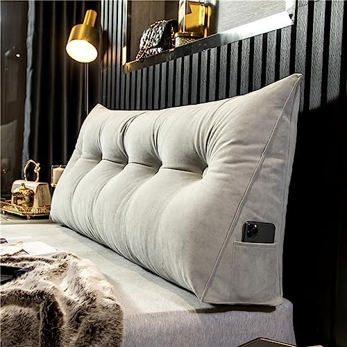 LTSRLL Schlafzimmer-Kopfteil-Kissen, 180 x 50 x 20 cm, dreieckiges Keilkissen mit abnehmbarem Bezug, Rücken-/Lendenwirbelstützkissen für Erwachsene/Kinder