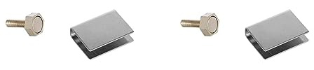 eliga Türmagnet 15 mm mit U-Haftblech für Glastüren 8 mm (Packung mit 2)