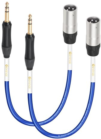 Devinal [20 AWG Silver-Plated OFC 1/4 inch to XLR Cable Hi-Fi Grade Balanced 6.35mm Quarter-inch TRS to XLR Male Interconnect Cord for Speakers, Mixer, 1ft 2pack