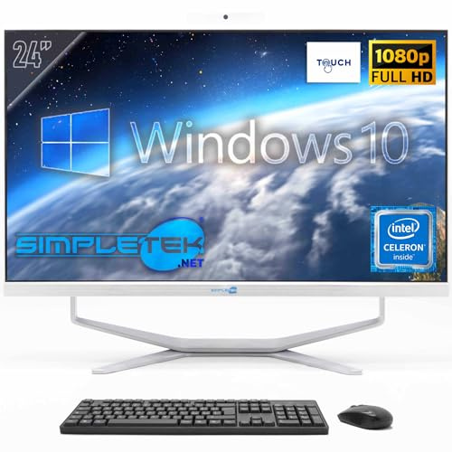 SIMPLETEK - PC Desktop ALL in ONE 24 Full HD Touchscreen | G1820T 2.40GHz - 8GB RAM SSD 240GB | Windows 10 | Webcam integrata HDMI