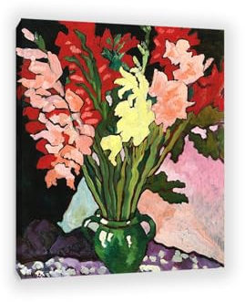 MOBYAT Giclée-Leinwanddruck„Gladiolen in einem provenzalischen Krug“Wandkunst,florales Ölgemälde, Reproduktion für Heimdekorationen, abstrakte Blumen, Bilder Kunstwerk20x25cm(8x10in) Innenrahmen