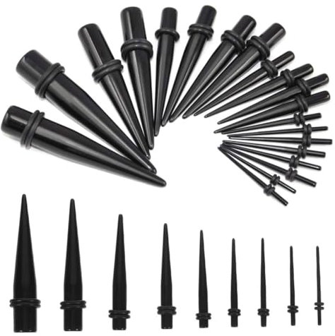 FDCGAS dehnstäbe set - 36 pcs Ohrdehner ，Taper Dehnstab Set Piercing Schmuck (Schwarz)