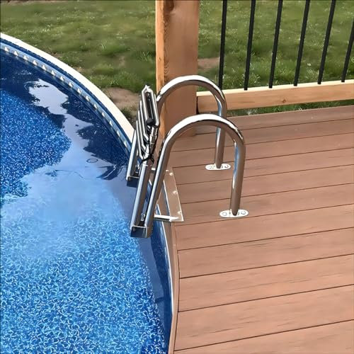 DeTmrcy 4 Stufen Bootsleiter Teleskop Klammer, Bootsleitern Klappbar Heckmontage, Badeleiter Edelstahl Einstiegsleiter mit Haltegriff, Poolleiter 106cm Schwimmdeckleiter Heckleiter Pool Boot Steg