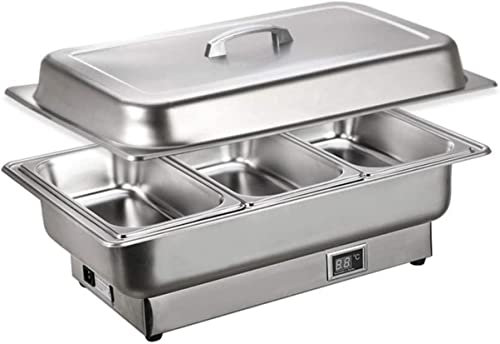 Chafer Chafing Dish, Stainless Steel Chafing Dish with Lids Set Full Size Buffet Set Buffet Weddings Parties Banquets Catering Events (E)