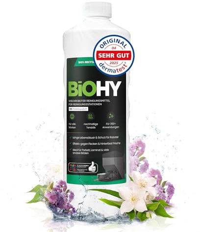 BiOHY Wischroboter Reiniger für Station mit Frühlingsduft (1L) | Bodenreiniger Wischroboter & Reinigungsmittel für Saugwischer und Saugroboter Konzentrat für Parkett, Fliesen & Hartböden