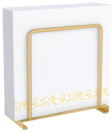 STWWO Serviettenhalter Golden,Serviettenhalter aus Metall Serviettenspender für Tisch Serviettenständer Küchenzubehör Papier Servietten Halterung zum Dekorieren, Upgrade 14cm