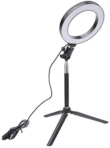 6 Inch USB Photograph Selfie RINGS Light, LED Fill Light Desktop Tripod Selfie Stick Three Colors Stepless Dimming for Support USB Ports