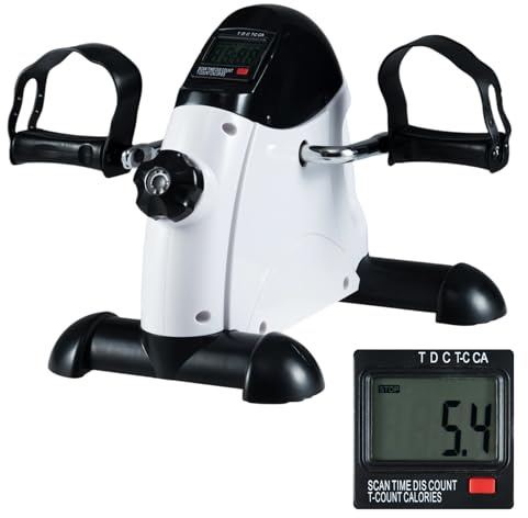 GYMAX Mini-Heimtrainer, Beintrainer mit Widerstandsregler & LCD-Anzeige, pedaltrainer für Arme & Beine, Mini Bike Heimtrainer, Trainingsgerät für Zuhause, Büro & Schule (Weiß)