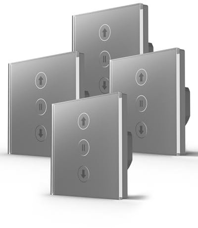 Allevoi Interrupteur Volet Roulant Connecté WiFi, 4 Pack Interrupteur Tactile de Stores Contrôle Intelligent via App SmartLife, Commande Vocale Alexa/Google, Programmable