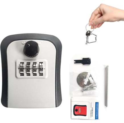 Caja De Bloqueo Con Llave De Pared, Cajas De Bloqueo De Seguridad | Ocultadores De Claves De Combinación De Dígitos Montados En La Pared Para Ocultar Una Llave, Guardar Las Llaves De La Casa Para Ocul