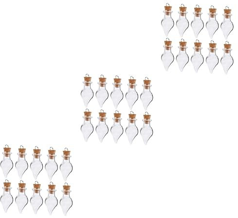 OUNONA 3 Set 3 Set Di Bottiglie Dei Desideri Piccole Bottiglie D'Acqua Grandi Fiale Da Farmacia Tappi Di Sughero Decorativi Goccia Tappo Carino Decorazione Bottiglia Dei 30 pezzi*3
