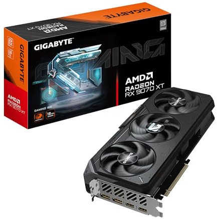 Gigabyte Radeon RX 9070 XT GAMING 16G Graphics Card - 16GB GDDR6, 256bit, PCI-E 5.0, 2970 MHz Core Clock, 2 x DisplayPort 2.1a, 2 x HDMI 2.1b, GV-R9070XTGAMING-16GD