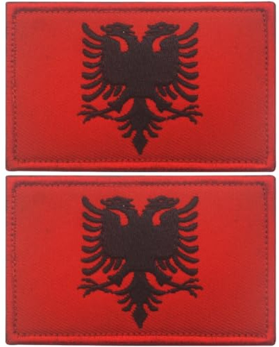 Ymxygz Albansk flagga Albanien plåster armband broderad lapp krok och ögla eller strykjärn på broderi emblem militär rand