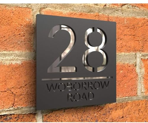 Número De Casa Moderno Acrílico Personalizado, Letrero De Dirección Personalizado, Letrero For Buzón, Placa De Dirección Exterior, Señalización De Visibilidad For Jardín, Patio Y Hogar(Black silver,20