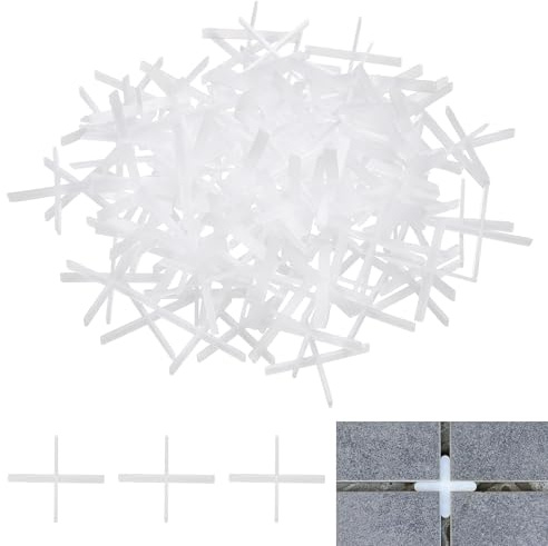 sourcing map Fliesen-Abstandshalter, 1 mm dick, Kreuzform, für Wand, Boden, Fliesen, Weiß, 600 Stück