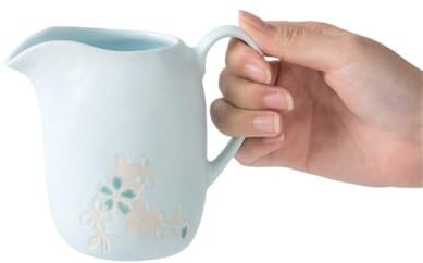 Sauce Boat Hand Painted Ceramic Cream Pitcher Sauce Pot with Handle Cute Pointed Spout Gravy Boat Gravy Boat(Blue)