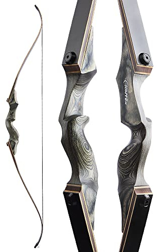 Poearcus 60” Black Hunter Original Recurve Bow 20-60 lbs Links-/Rechtshänder-Jagdbogen und Pfeil-Set Wettkampfbogen Langbogen für das Zielschießen