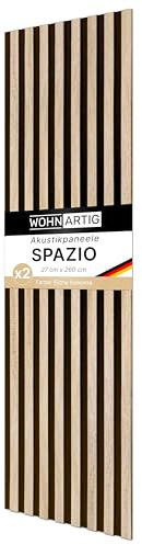wohnartig® Akustikpaneele Spazio - 260 cm x 54 cm* set - (set = 2 Stück 260 cm x 27 cm) | Farbe: Eiche Sonoma | Wandverkleidung | Akustikpaneel | Wandpaneele auf Filz |