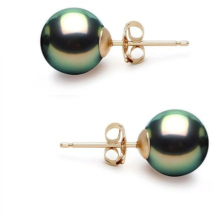 925er Sterling Silber vergoldete Tahiti-Perlen Ohrstecker für Damen – Elegantes Geschenk (10 mm & 12 mm)