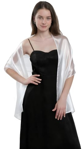 HAGOT Stola för aftonklänning, elegant bröllop halsduk för kvinnor festlig, stola damer, för kvällsfest, lämplig för dagligt bruk, bröllop brudtärnor elegant stola, vit
