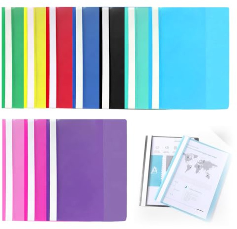 10 PCS A4 Project Folder Plastic Display Folders Presentation Folders with Transparent Cover and 2 Prongs Organiser Holder for A4 Document Organiser Office School Report Document File Back to School