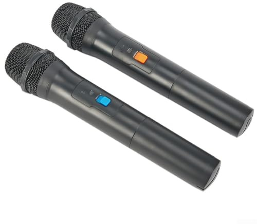 Microfono wireless, 2 canali VHF professionale, palmare per feste, karaoke, canto, performance, sistema doppio microfono (2 microfoni)