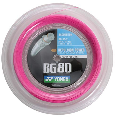 YONEX Fluo BG 80 Neon Pink 200 m Tennisrolle Badminton 200 m Multifilament, Unisex, Einheitsgröße
