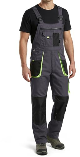 Stenso Kastor Arbeitslatzhose Herren Knieverstärkung Hammerschlaufe | Latzhose Herren mit elastischem Bund verstellbaren Trägern Latztasche Handytasche Hammerschlaufe Cargo und Kniepolstertaschen