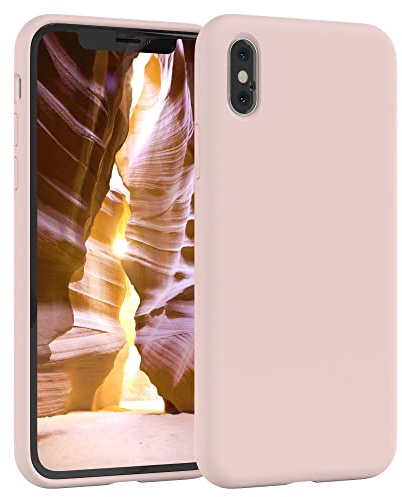 EAZY CASE Premium Silikon Handyhülle kompatibel mit iPhone X/XS Slimcover mit Kameraschutz und Innenfutter, Silikonhülle, Schutzhülle, Bumper, Handy Case, Hülle, Softcase, Rosa