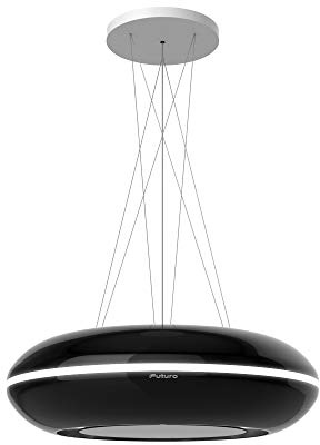 Futuro Futuro Island Mount DUCTLESS ONLY Range Hood 30 | Orbit Black | Black Steel Vent Hood | Modern Italian Exhaust Hood |LED, Ultra-Quiet with Blower