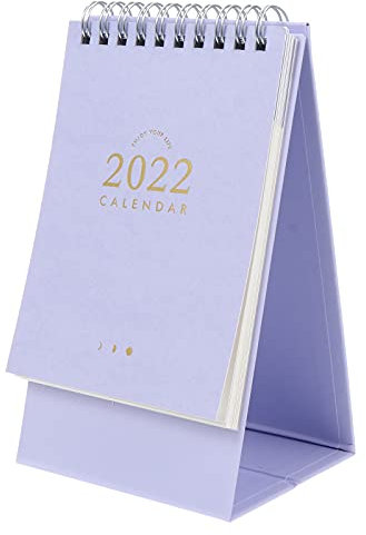 TOYANDONA Juli 2020 bis Dez. 2021 Schreibtischkalender Mini Desktop Stehend Flip Monatskalender für Schule Zuhause Büro Terminplaner (lila)