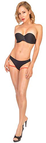 Pearl & Poseidon Amara Oil Shine Back Seam Hold Up Stockings (Nude/Red)